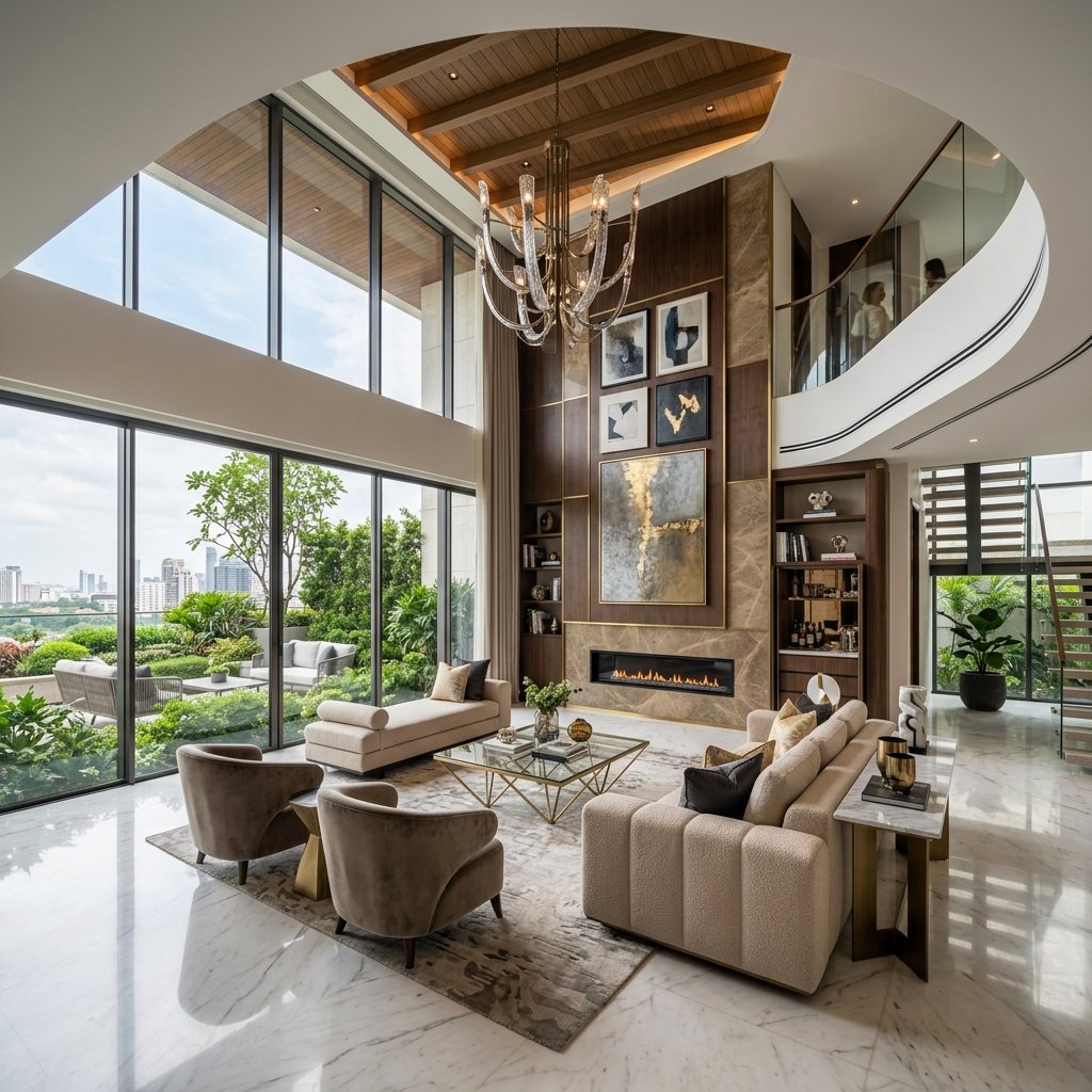 Luxury interior design living room by Minhas Construction Services in Lahore